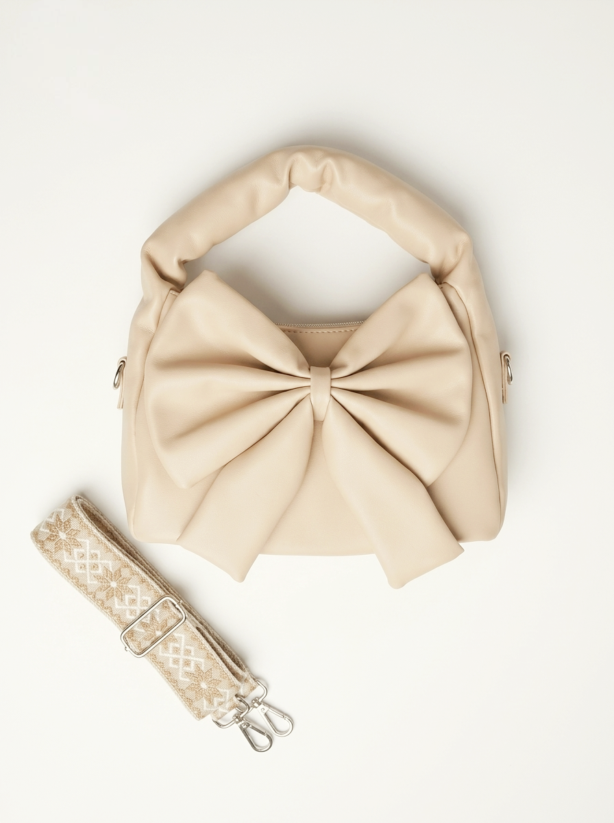Soft Beige Bow Bag