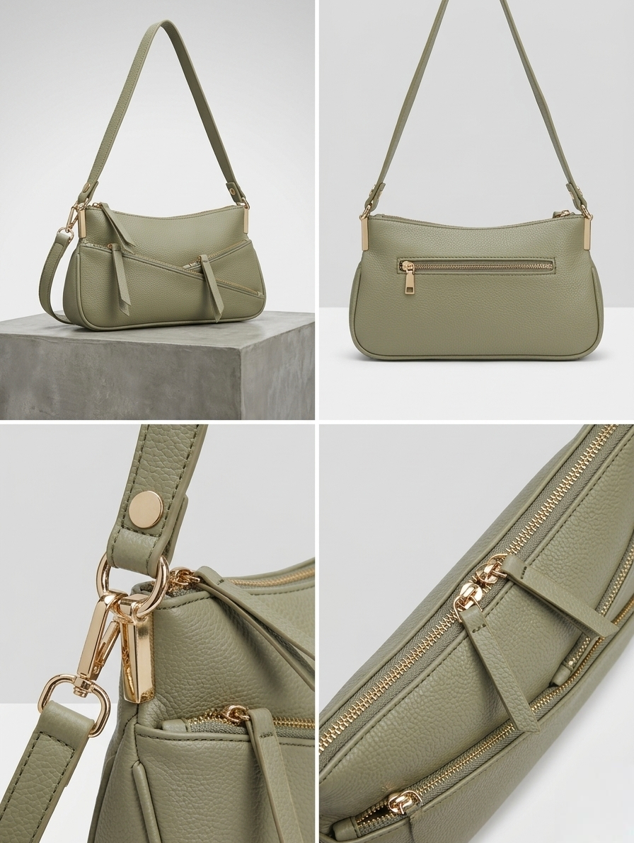 Chic Sling Dual Zip Bag - Sage Green