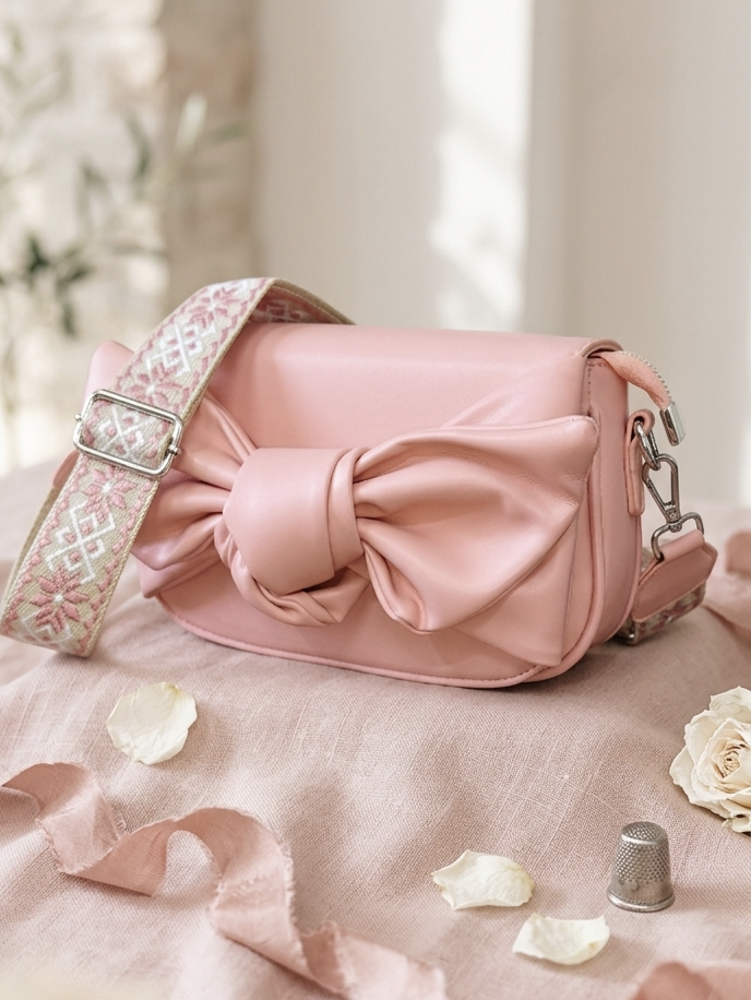 Blush Bow Charm Sling Bag