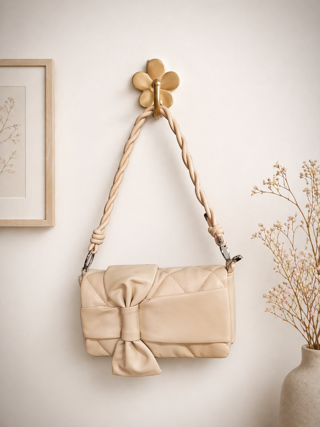 Knot Bow Dual Sling Bag – Vanilla Cream