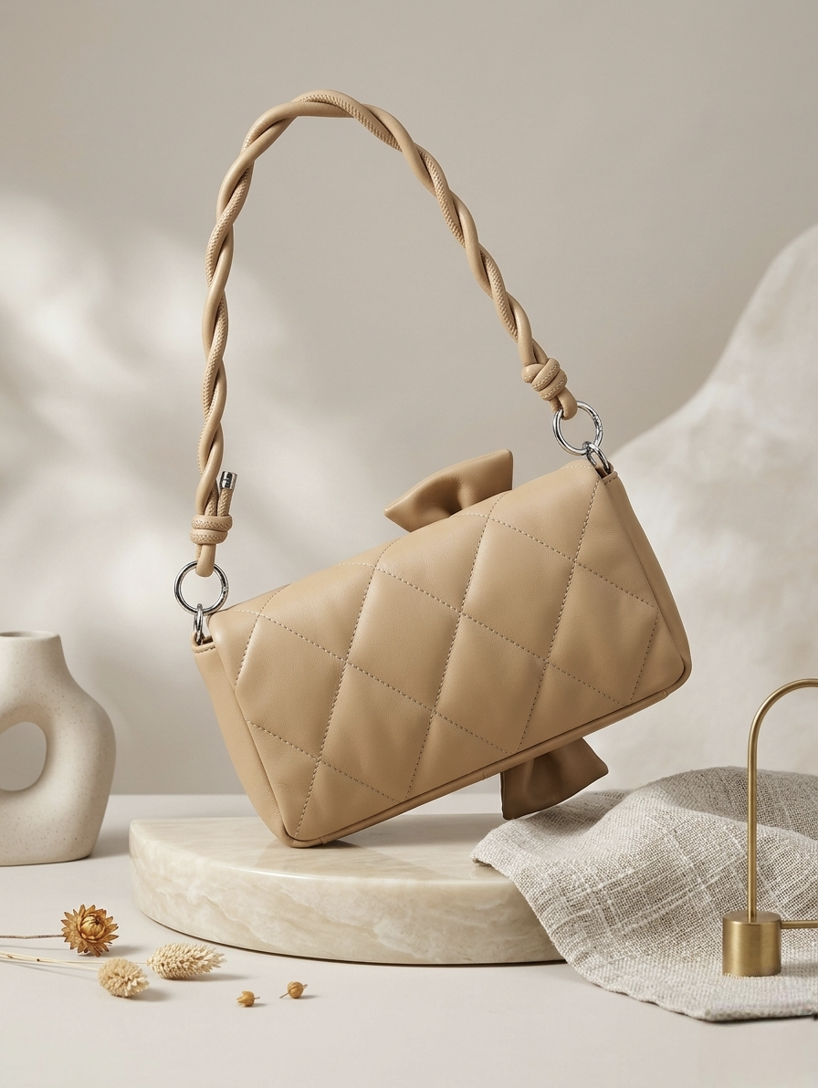 Knot Bow Dual Sling Bag - Latte Nude