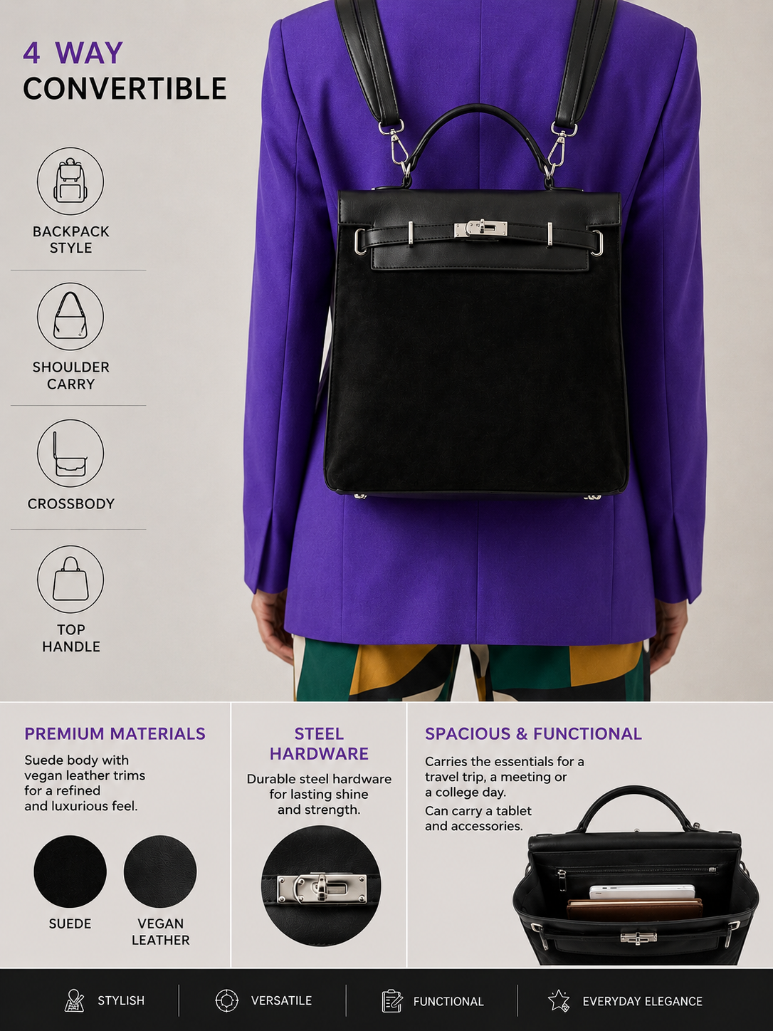 Versa Luxe Backpack - Black