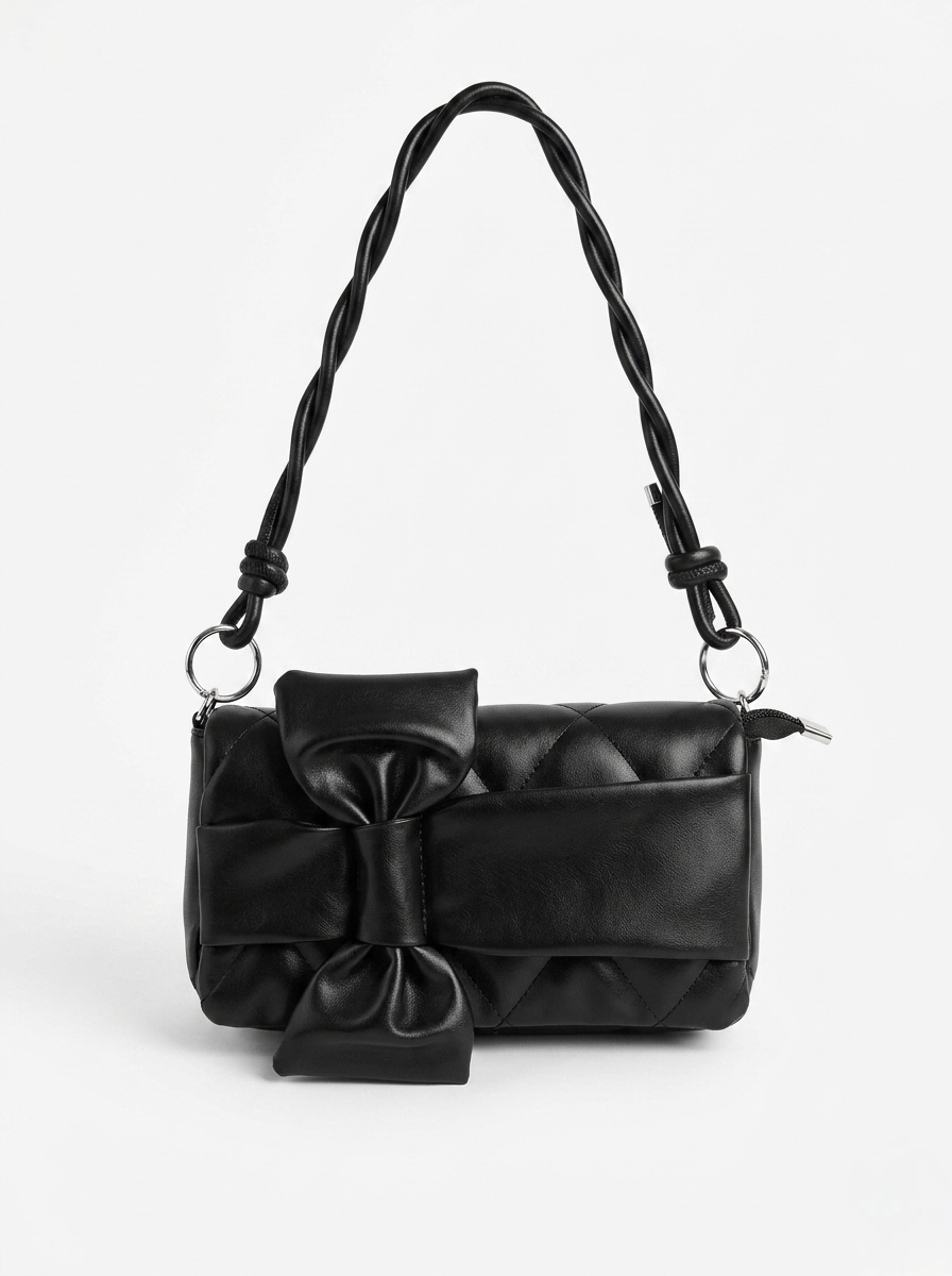 Knot Bow Dual Sling Bag- Black Truffle