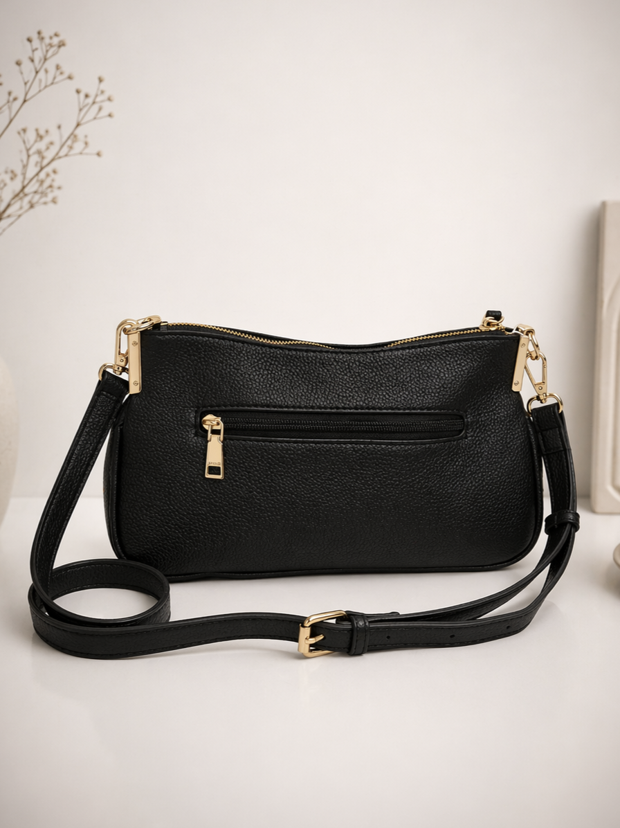 Chic Sling Dual Zip Bag – Midnight Cocoa