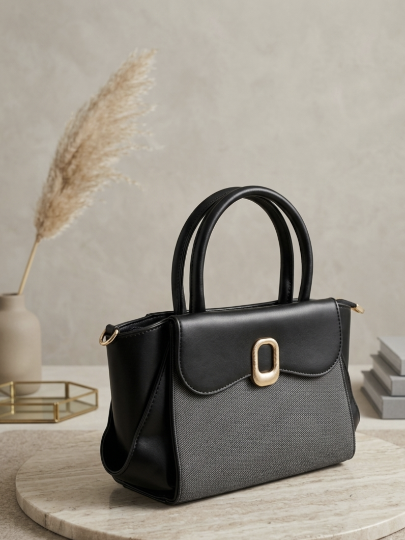 Woven Aria Satchel - Black