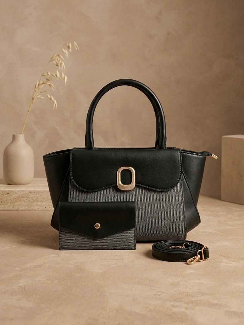 Woven Aria Satchel - Black