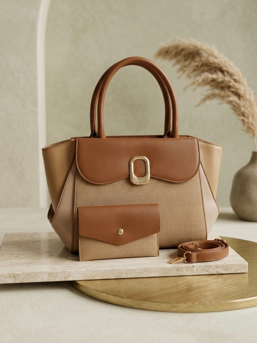 Woven Aria Satchel - Brown