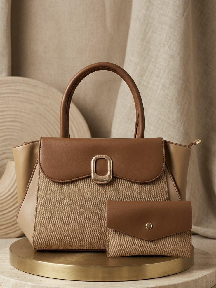 Woven Aria Satchel - Brown