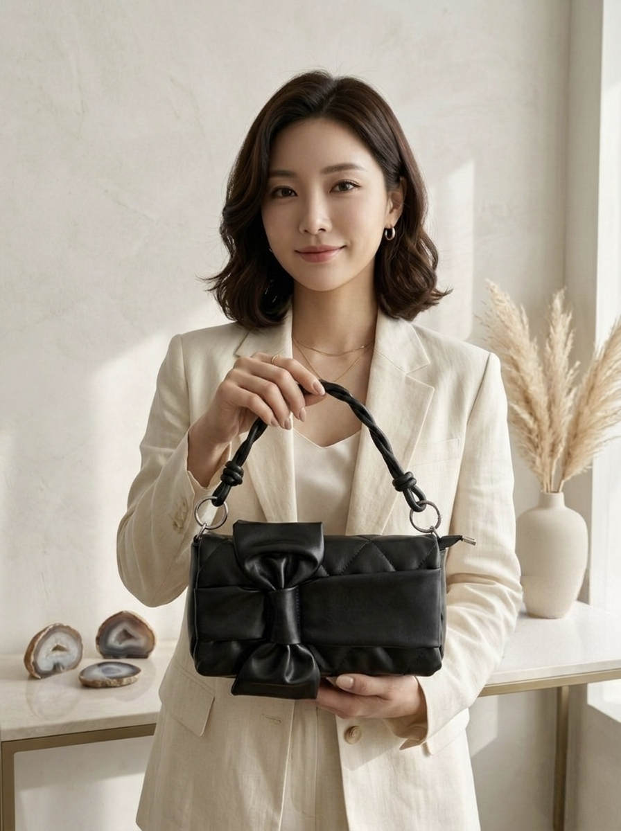 Knot Bow Dual Sling Bag- Black Truffle