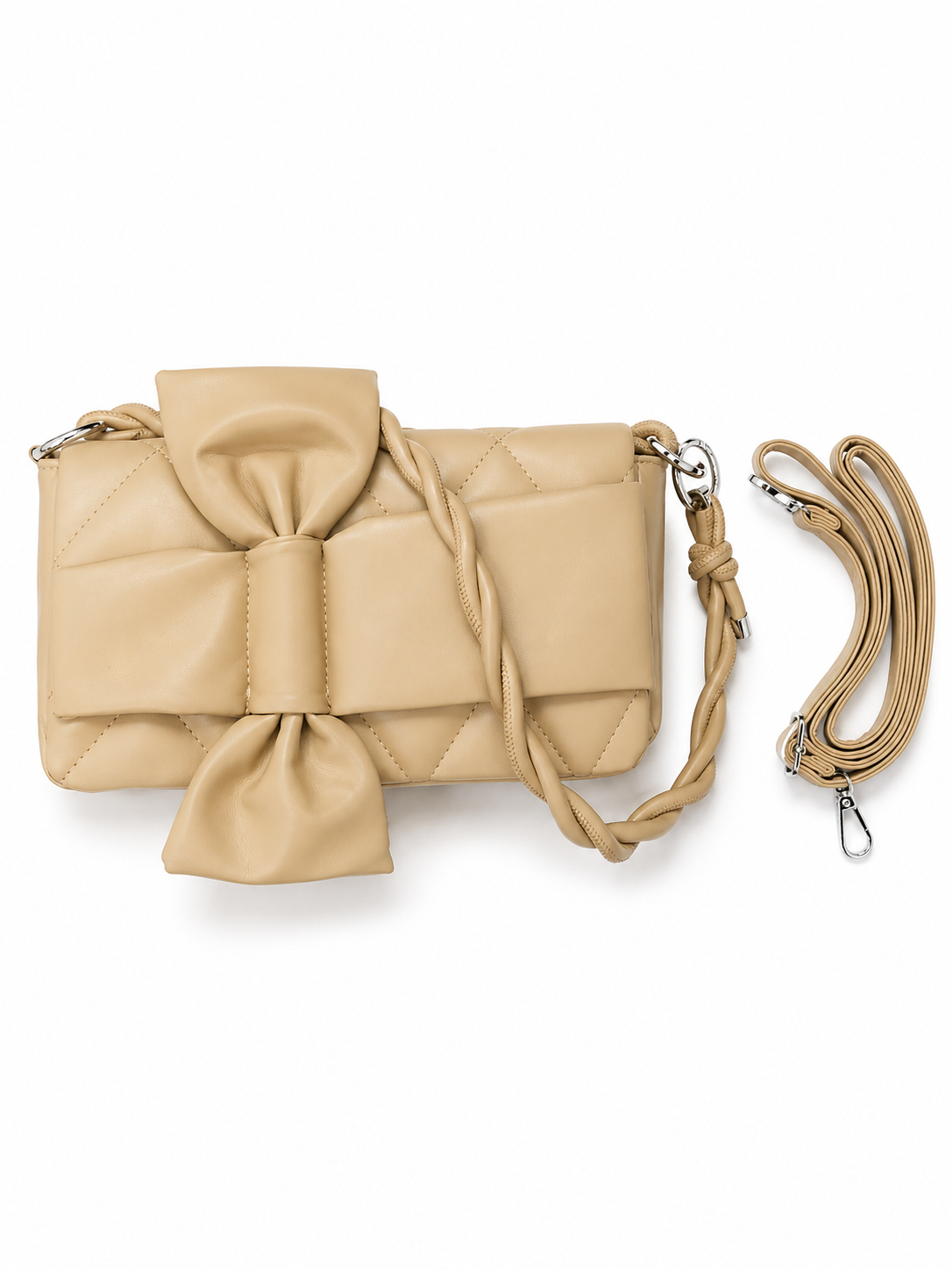 Knot Bow Dual Sling Bag - Latte Nude