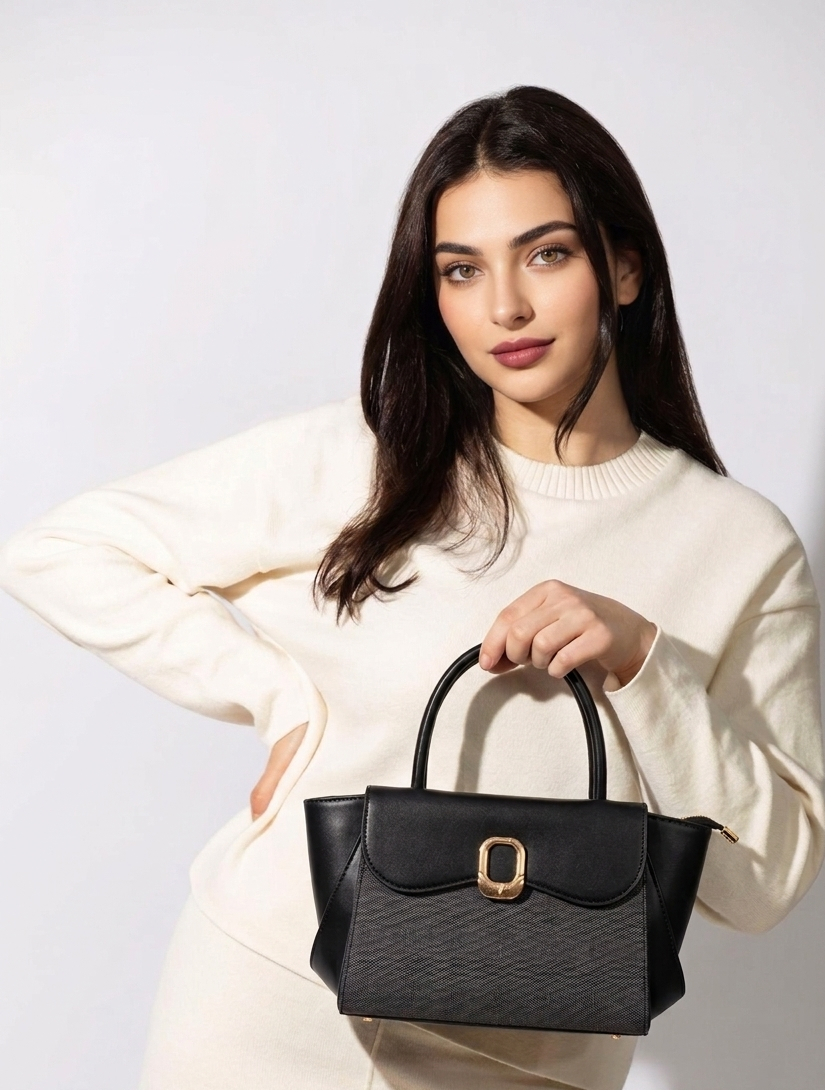 Woven Aria Satchel - Black
