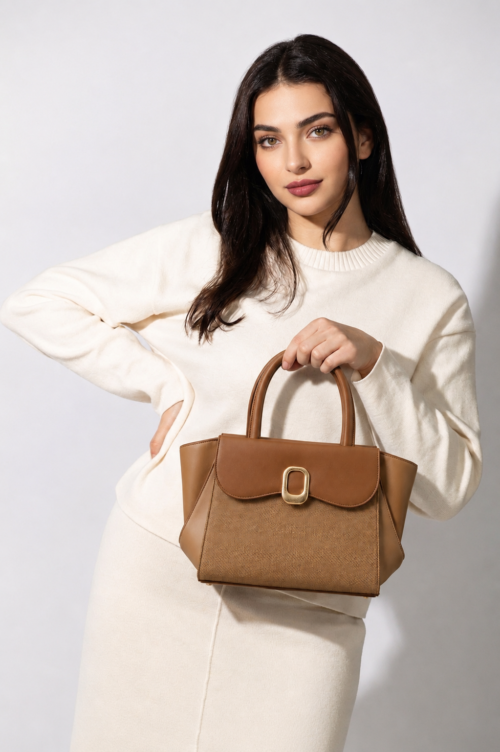 Woven Aria Satchel - Brown